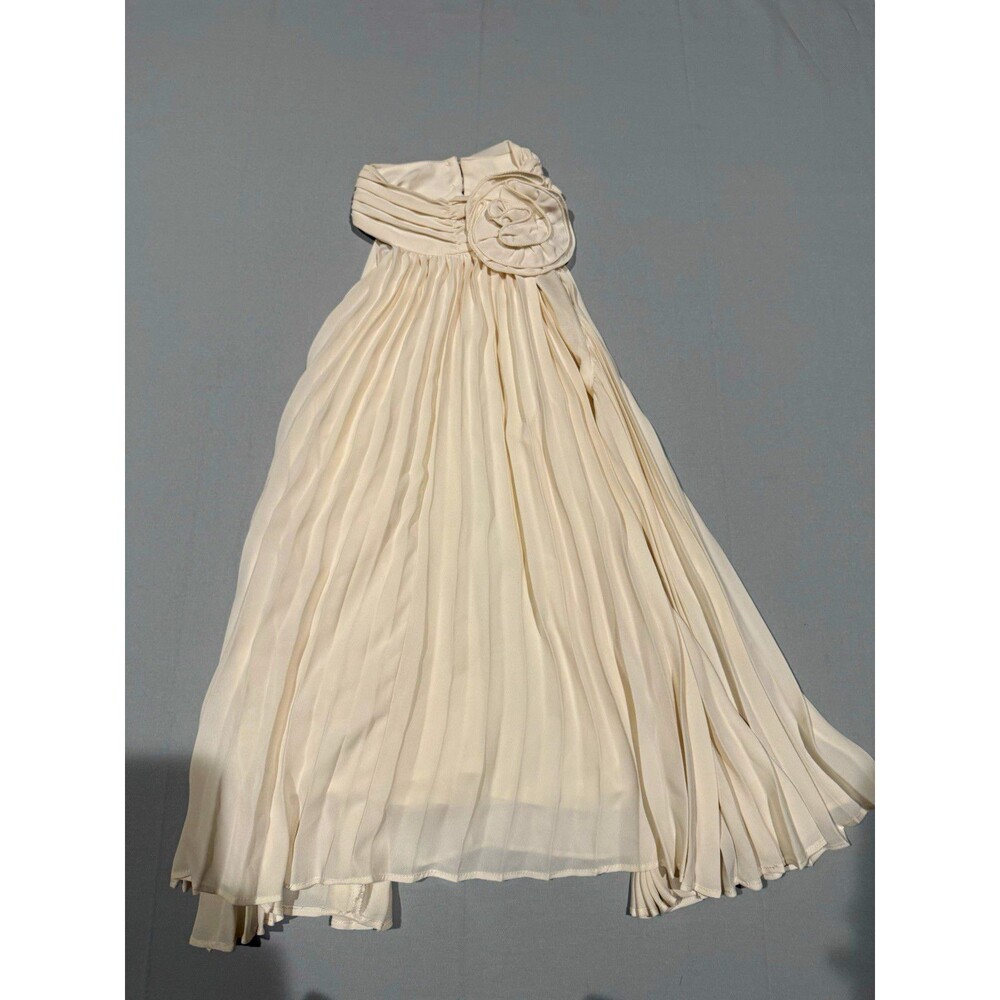 Anne Klein Womens Medium Ivory Pleated Halter Blouse Rosette Sleeveless Top
